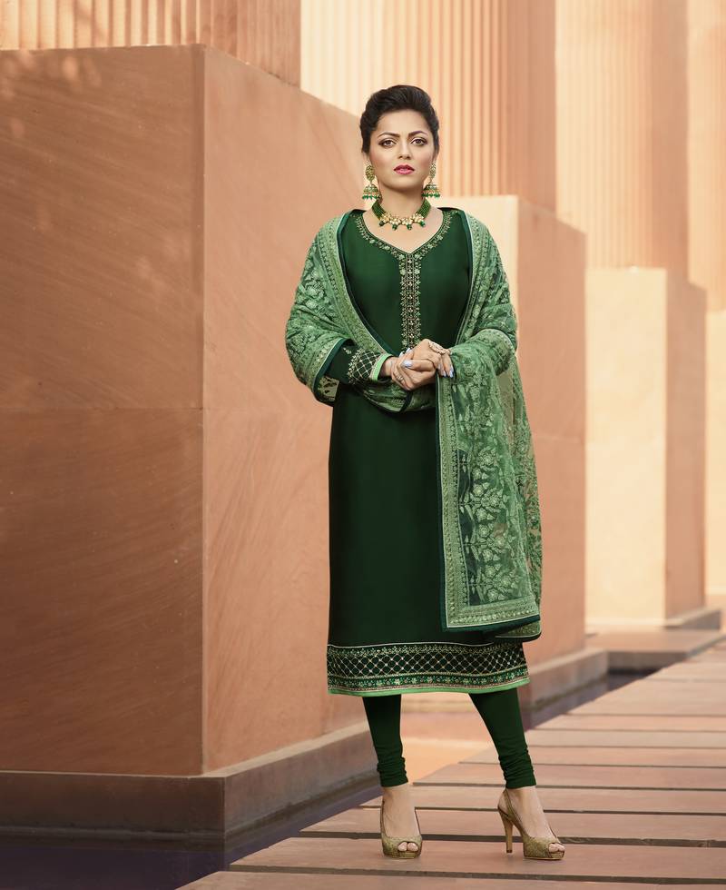 Green Embroidered Jacquard Salwar