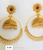 Gold Plated Polki Pearl Bali Ring Jhumka Earrings