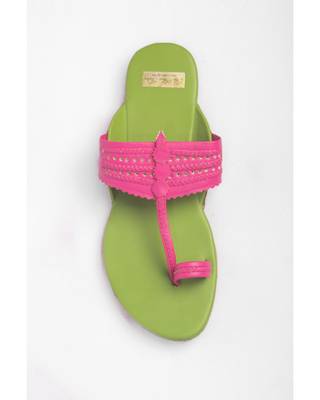 Green & Pink Kolhapuris 3