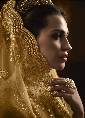Yellow embroidered net Semi Sttiched Anarkali Suit 2
