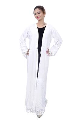 White plain crepe abaya 1