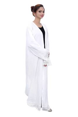 White plain crepe abaya 5