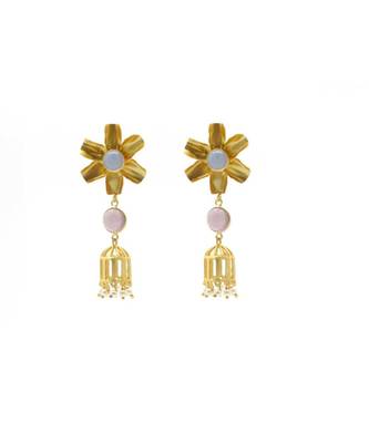 Gold Plated Matt Polish Pearl Jhumki Earrings For Women/Girls 1