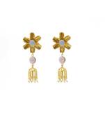 Gold Plated Matt Polish Pearl Jhumki Earrings For Women/Girls