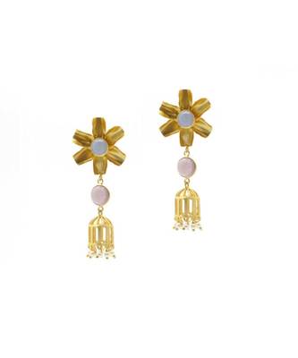 Gold Plated Matt Polish Pearl Jhumki Earrings For Women/Girls 2