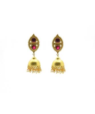 Gold Plated Matt Polish Pearl Jhumki Earrings For Women/Girls 1