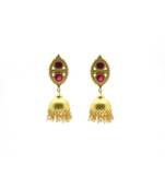 Gold Plated Matt Polish Pearl Jhumki Earrings For Women/Girls