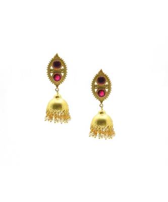 Gold Plated Matt Polish Pearl Jhumki Earrings For Women/Girls 2