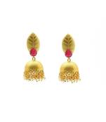 Gold Plated Matt Polish Pearl Jhumki Earrings For Women/Girls