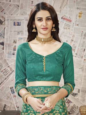 Green embroidered chiffon saree with blouse 4