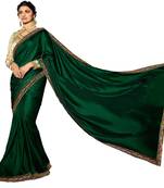 Green embroidered faux georgette saree with blouse