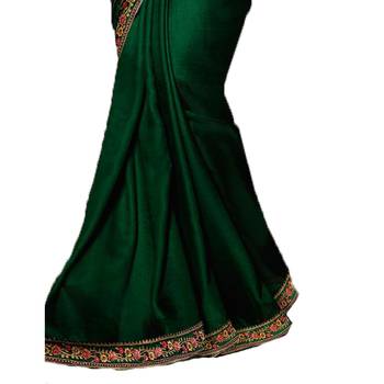 Green embroidered faux georgette saree with blouse 3
