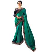 Blue embroidered faux georgette saree with blouse