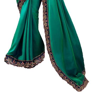 Blue embroidered faux georgette saree with blouse 2