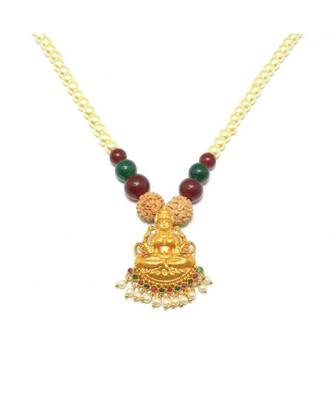 Gold Plated Antique Latest Temple Necklace Mala Pendal Set For Women & Girls 2