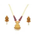 Gold Plated Antique Latest Temple Necklace Mala Pendal Set For Women & Girls