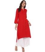 Red plain Rayon A Line  kurti