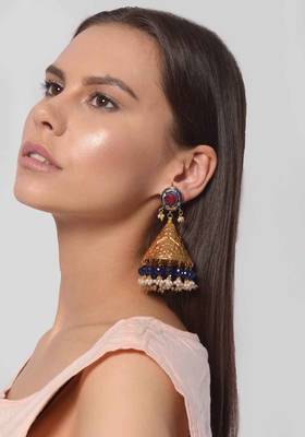 Afra Blue Stones Light Weight Dogri Jhumka 2