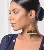 Jahara Green Stones Lightweight Dogri Jhumka