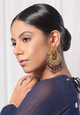 Aira Blue Onyx And Red Stone Chandbaali 1