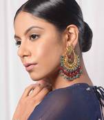 Aira Blue Onyx And Red Stone Chandbaali