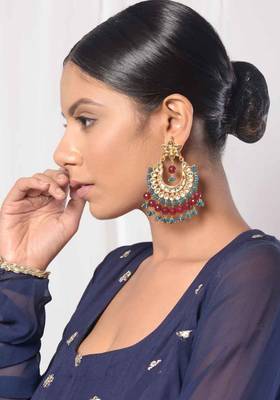 Aira Blue Onyx And Red Stone Chandbaali 2