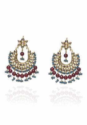Aira Blue Onyx And Red Stone Chandbaali 3