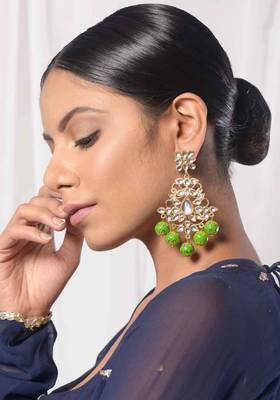 Sameera Green Meenakari Kundan Chandbaali 1