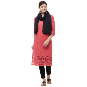 Black Voile Fabric Embroidered Stole For Women's 1