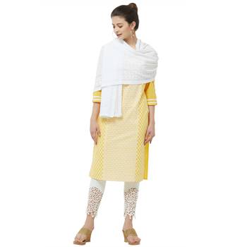 White Voile Fabric Embroidered Stole For Women's 5