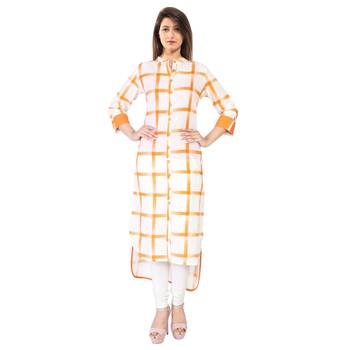Yellow plain Cotton kurtis 1