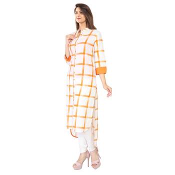 Yellow plain Cotton kurtis 2