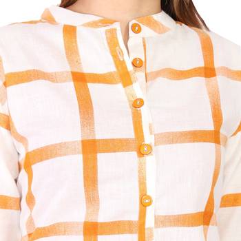 Yellow plain Cotton kurtis 4