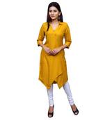 Yellow plain Cotton kurtis