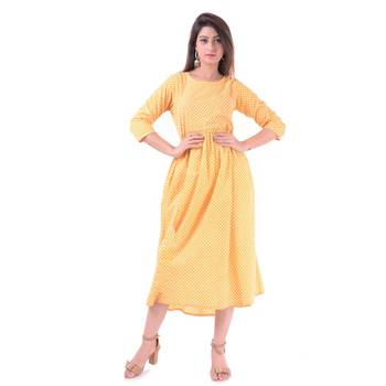 Yellow plain Cotton kurtis 1