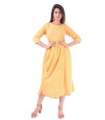 Yellow plain Cotton kurtis