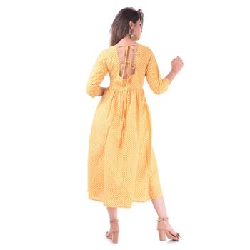 Yellow plain Cotton kurtis 3