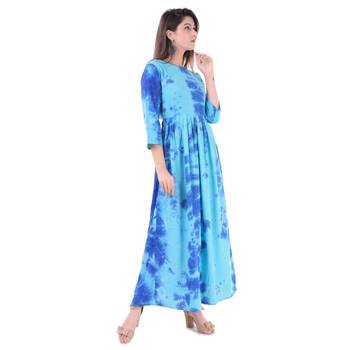 Blue plain Cotton kurtis 2