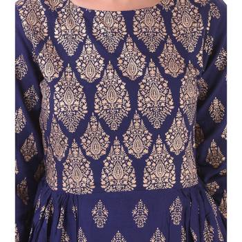 Blue plain Cotton kurtis 4