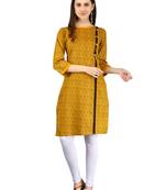 Yellow plain Cotton kurtis