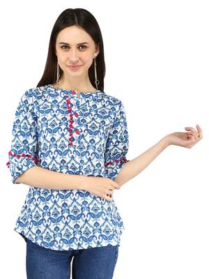 Blue plain Cotton kurtis 1
