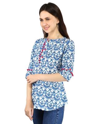 Blue plain Cotton kurtis 2
