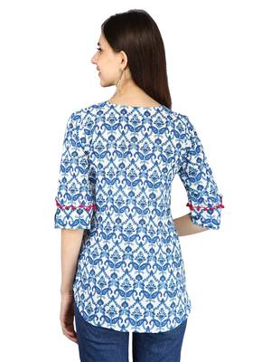 Blue plain Cotton kurtis 3