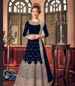 Blue embroidered santoon salwar