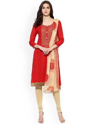 Red embroidered cotton salwar 1