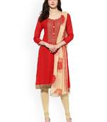 Red embroidered cotton salwar