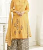 Yellow Embroidered Georgette Salwar