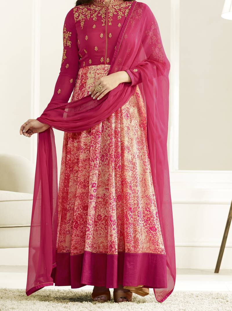 Pink Embroidered Georgette Salwar