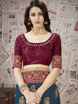 Green embroidered art silk saree with blouse 5