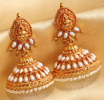 Awesome Antique Lakshmi Pearl Huge Jhumka 1